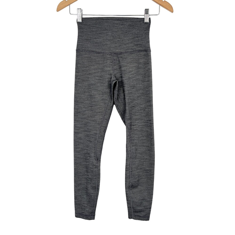 Lululemon Align Pant II 25" Mini Heathered Herringbone Black White Size 4